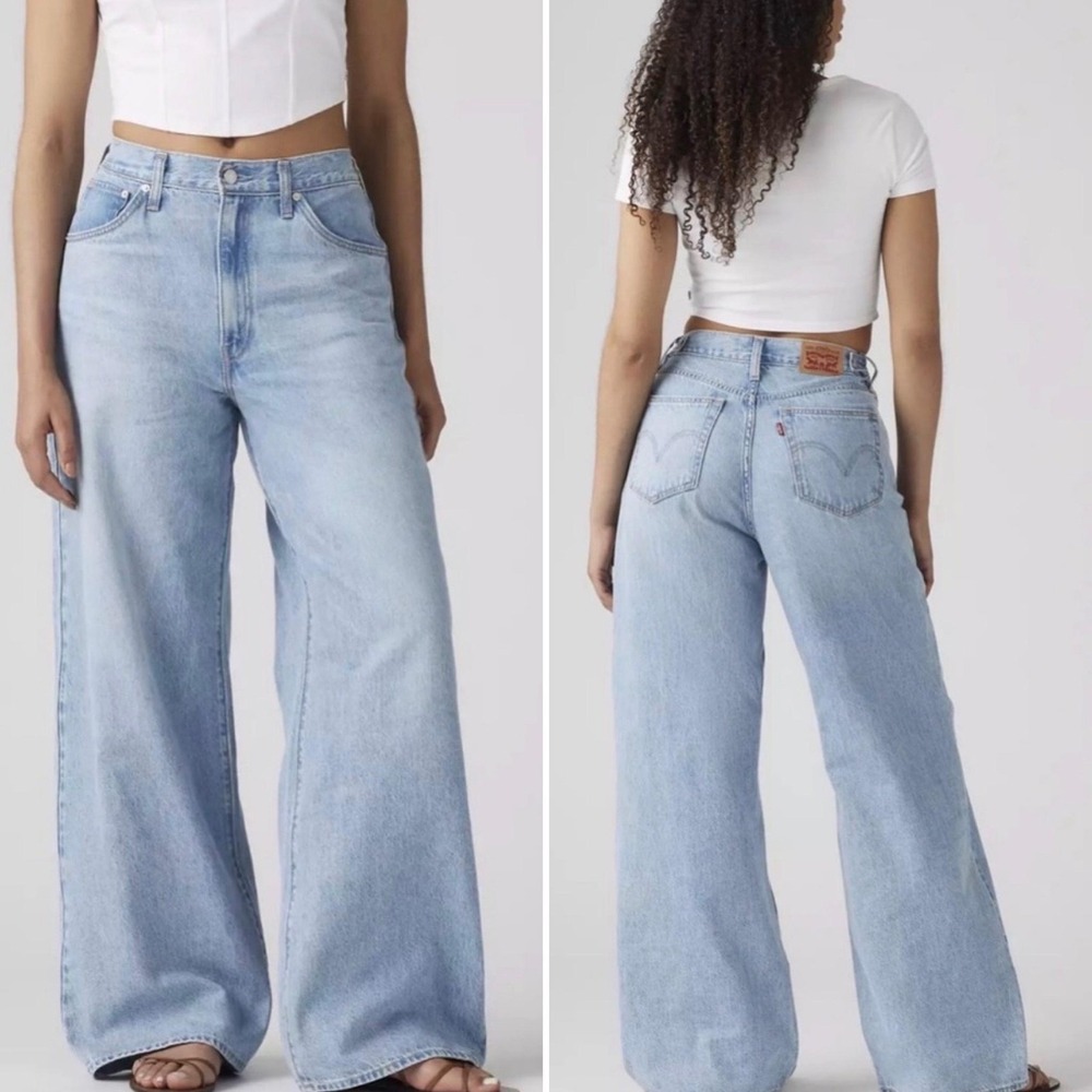 Levis Cinch Baggy Jeans Womens 31x31 Blue High Rise Wide Leg Light Wash Denim